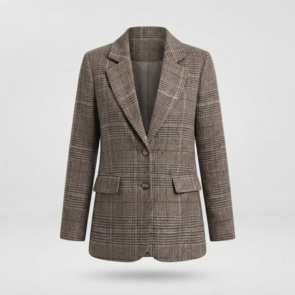 Nigel | Blazer with Brown Plaid and Notched Lapels