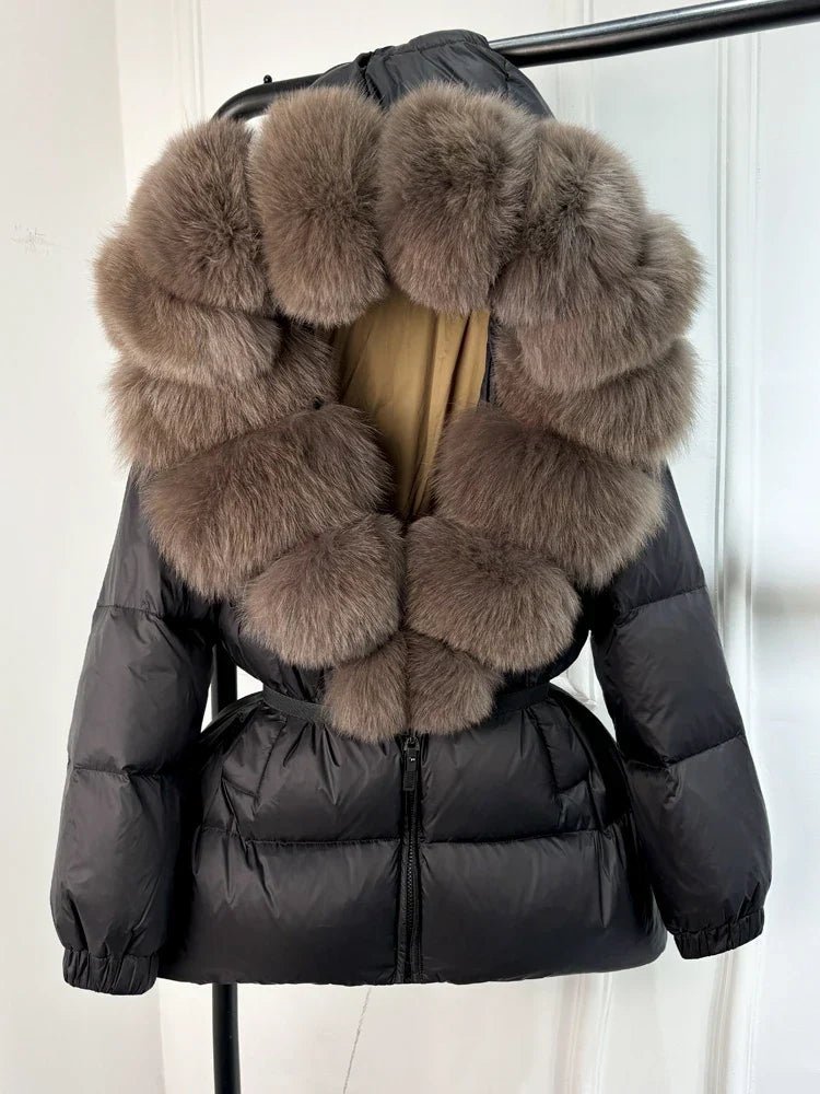 Eusebia | Belted Puffer Jacket with Plush Hood