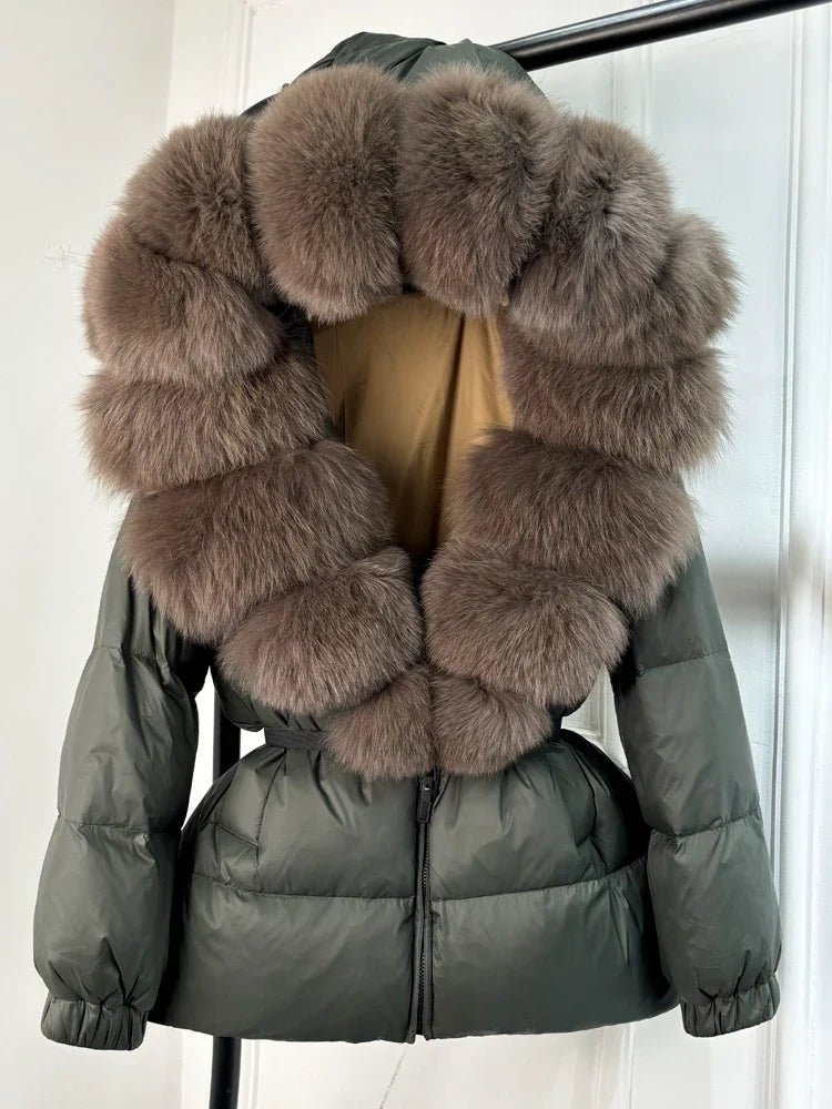 Eusebia | Belted Puffer Jacket with Plush Hood
