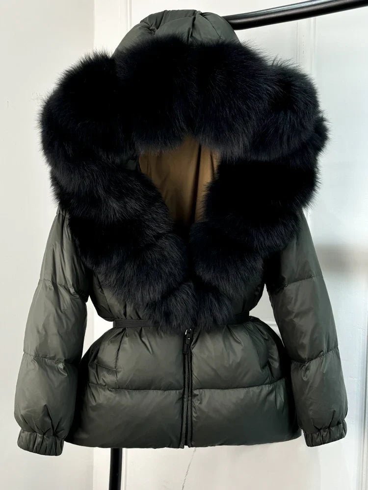 Eusebia | Belted Puffer Jacket with Plush Hood