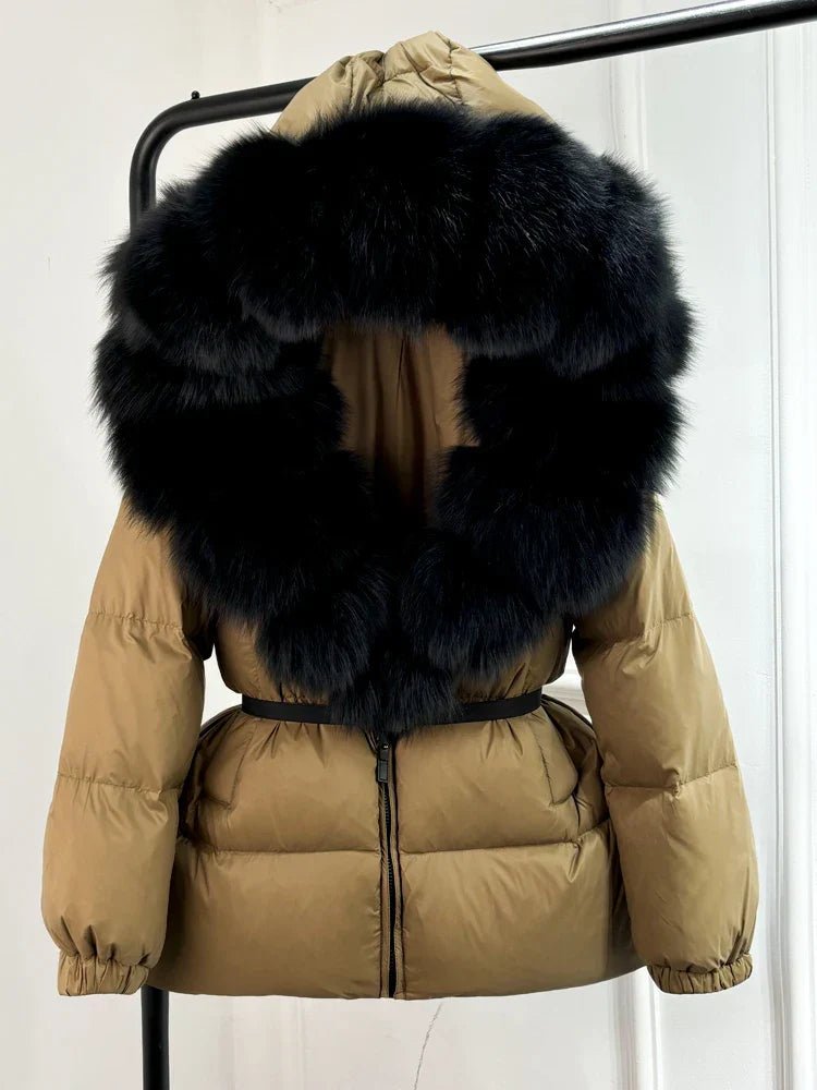 Eusebia | Belted Puffer Jacket with Plush Hood