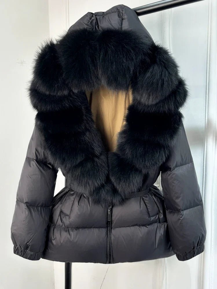 Eusebia | Belted Puffer Jacket with Plush Hood