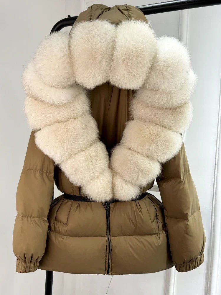 Eusebia | Belted Puffer Jacket with Plush Hood