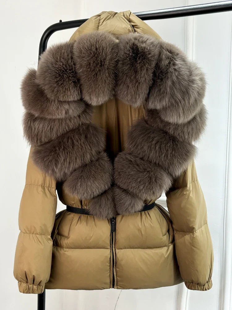 Eusebia | Belted Puffer Jacket with Plush Hood