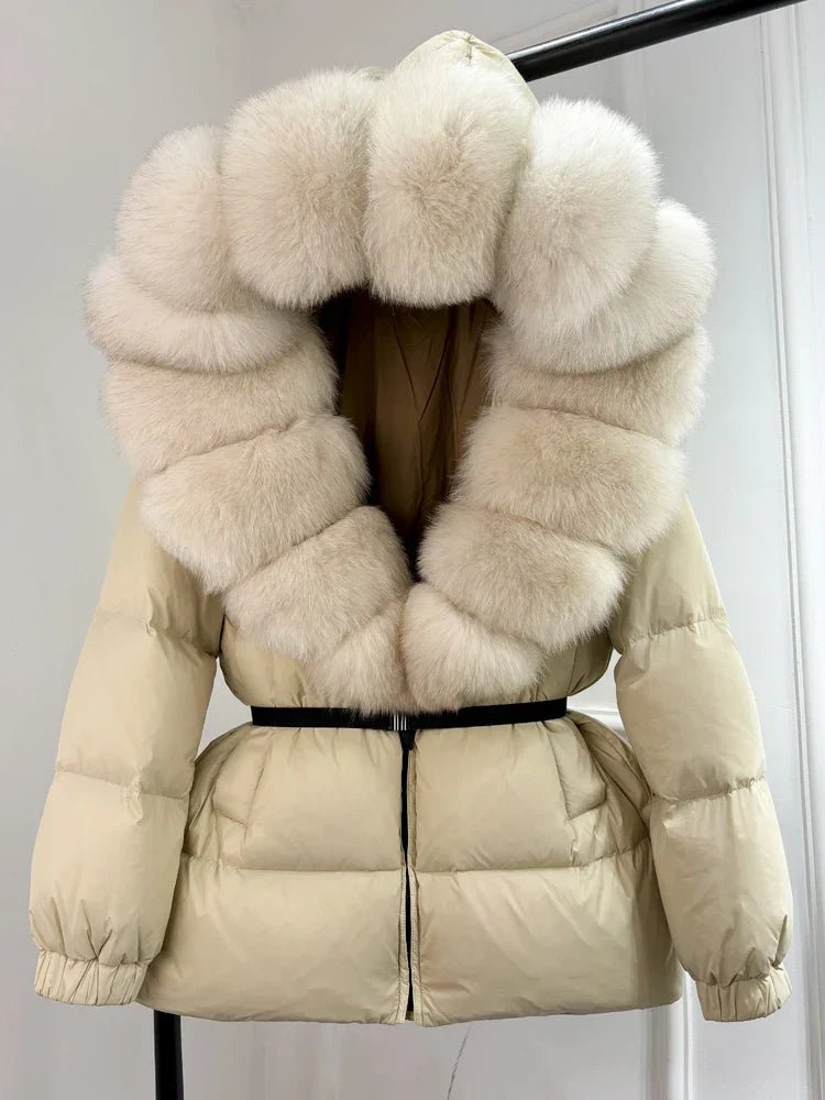 Eusebia | Belted Puffer Jacket with Plush Hood