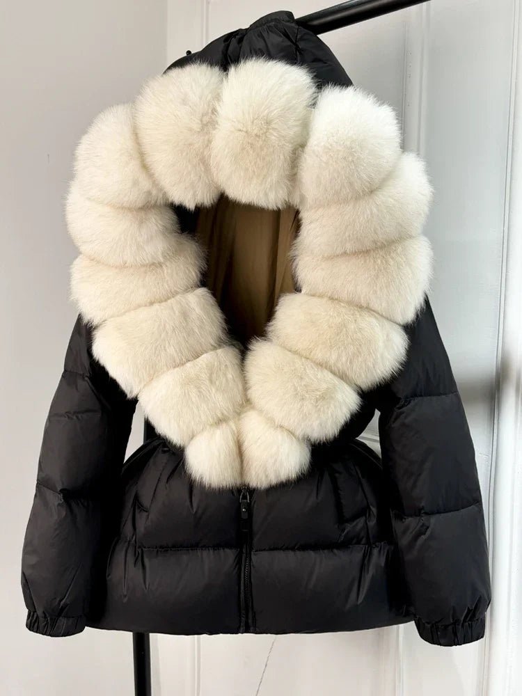 Eusebia | Belted Puffer Jacket with Plush Hood