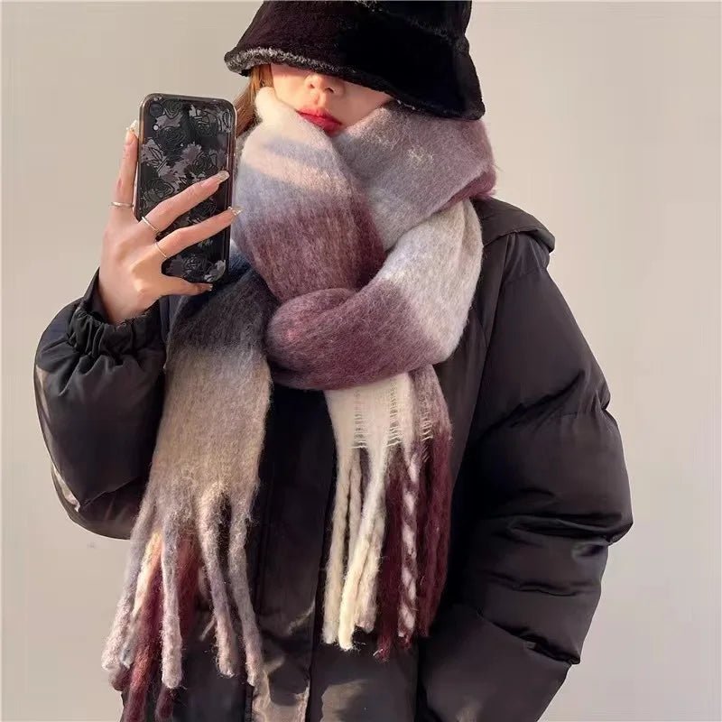 Natividad | Checked Scarf with Fringed Ends