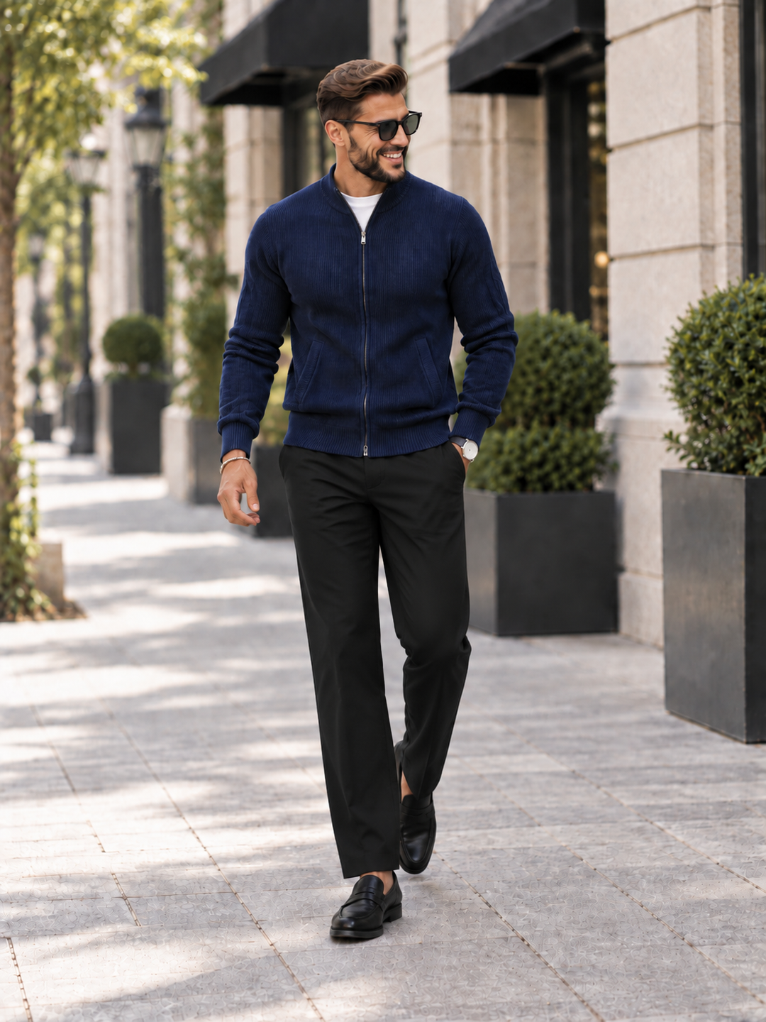 Milou | Ribbed Cardigan with Stand Collar