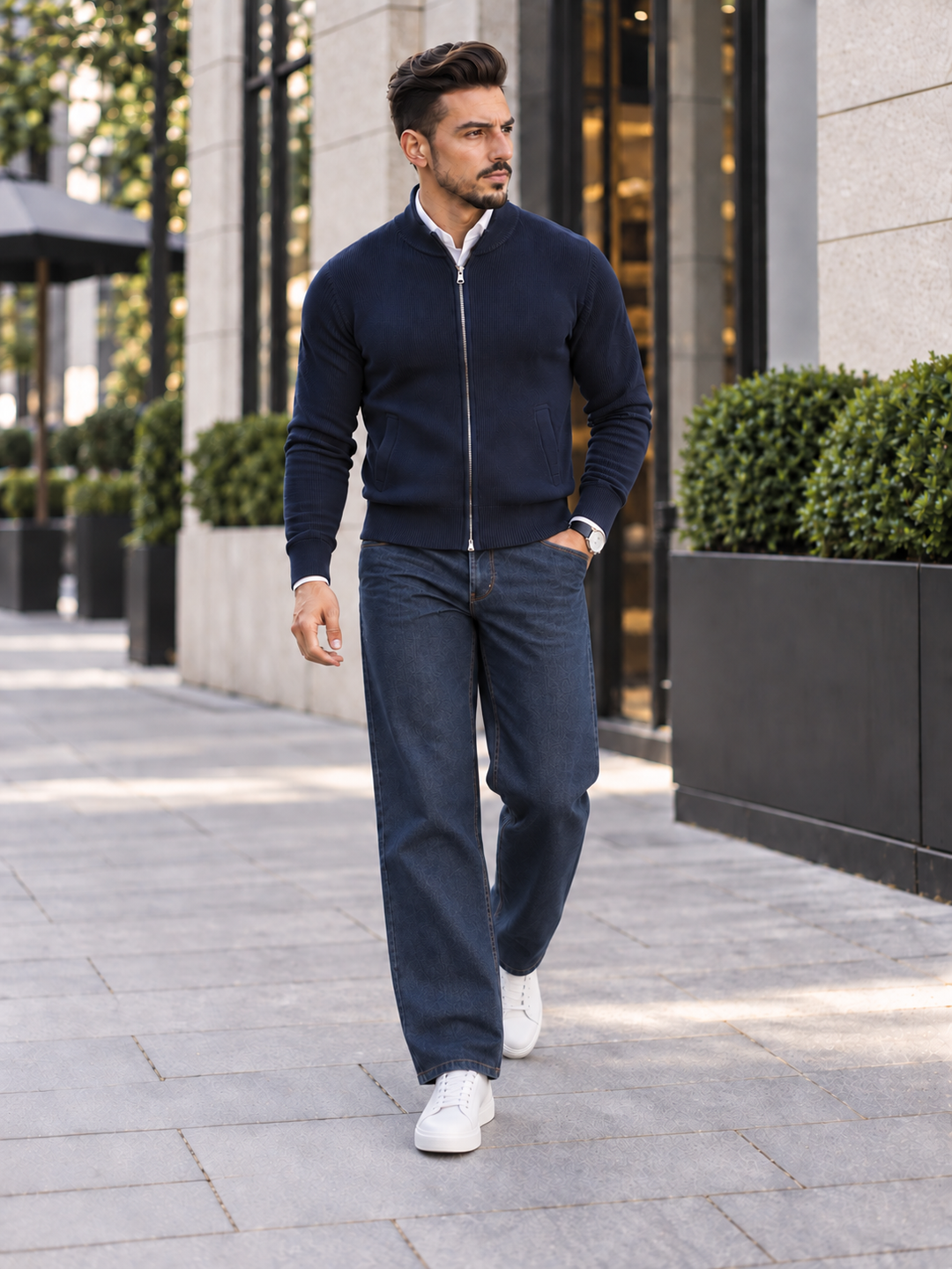 Milou | Ribbed Cardigan with Stand Collar