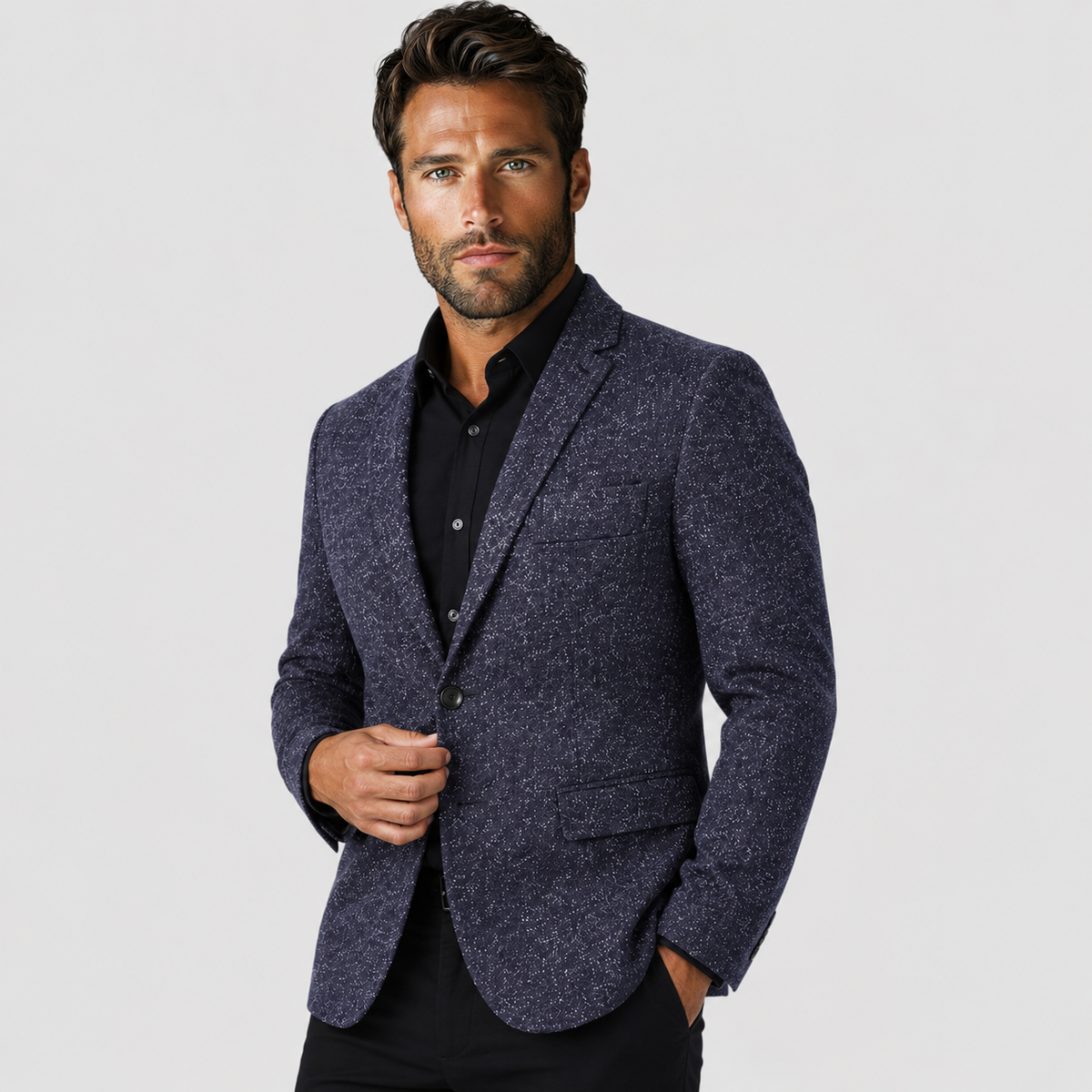 Odilon | Blazer with Notched Lapels and Textured Pattern