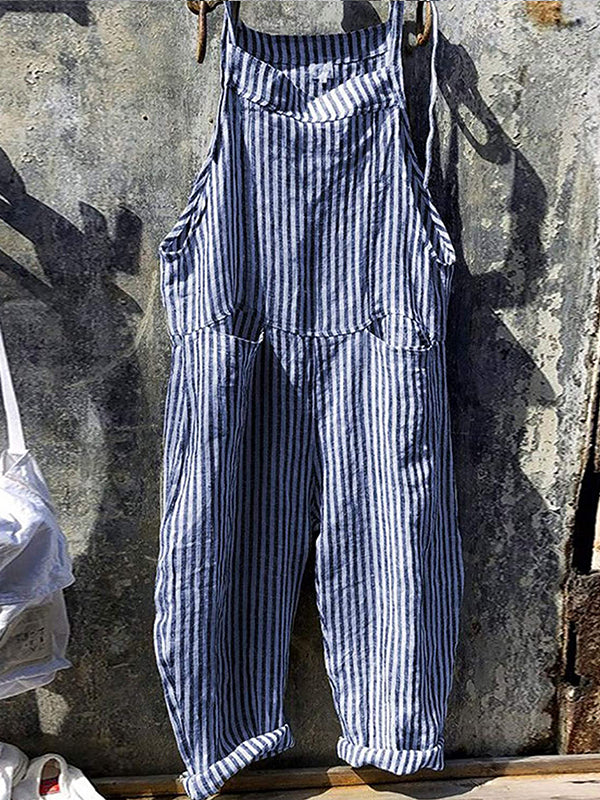 Keeley | Striped Pocket Bib Overall Jumpsuit