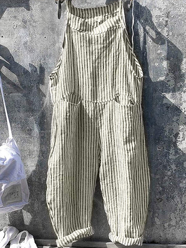 Keeley | Striped Pocket Bib Overall Jumpsuit