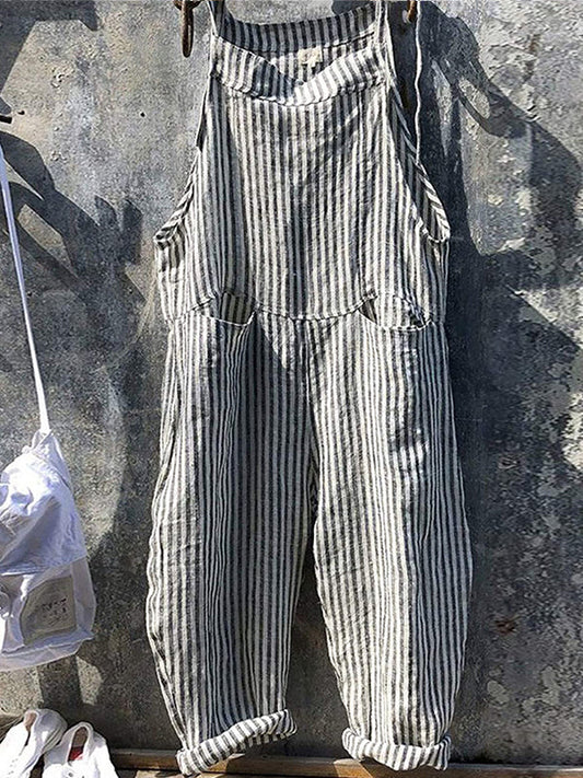 Keeley | Striped Pocket Bib Overall Jumpsuit