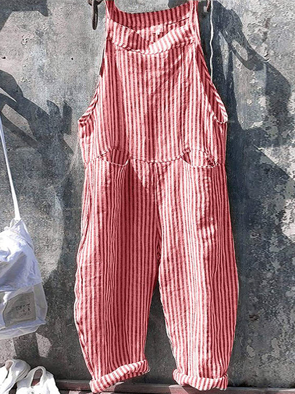 Keeley | Striped Pocket Bib Overall Jumpsuit