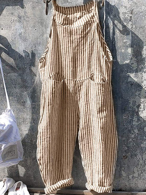 Keeley | Striped Pocket Bib Overall Jumpsuit