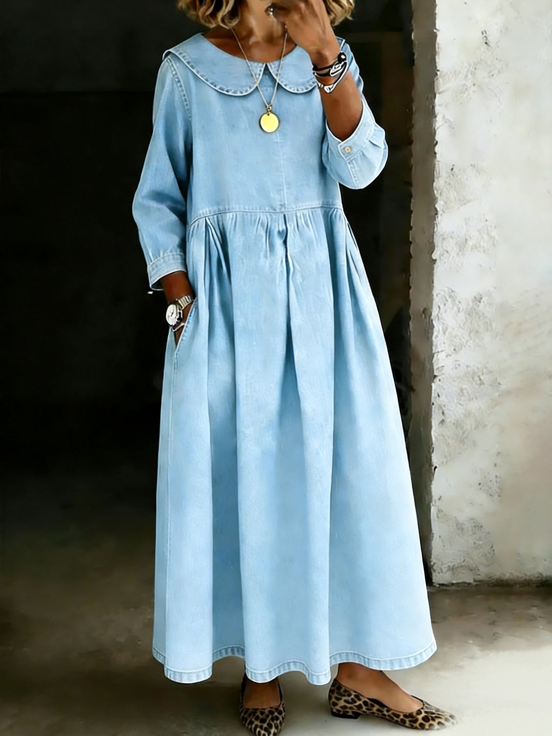 Dasol | Long Sleeve Denim Midi Dress
