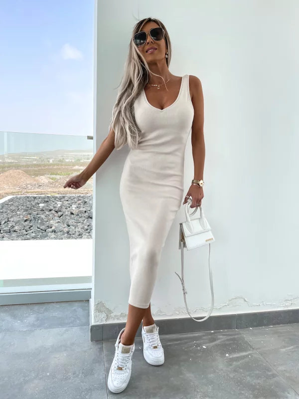 Latasha |  V-Neck Long Sleeve Midi Dress Set