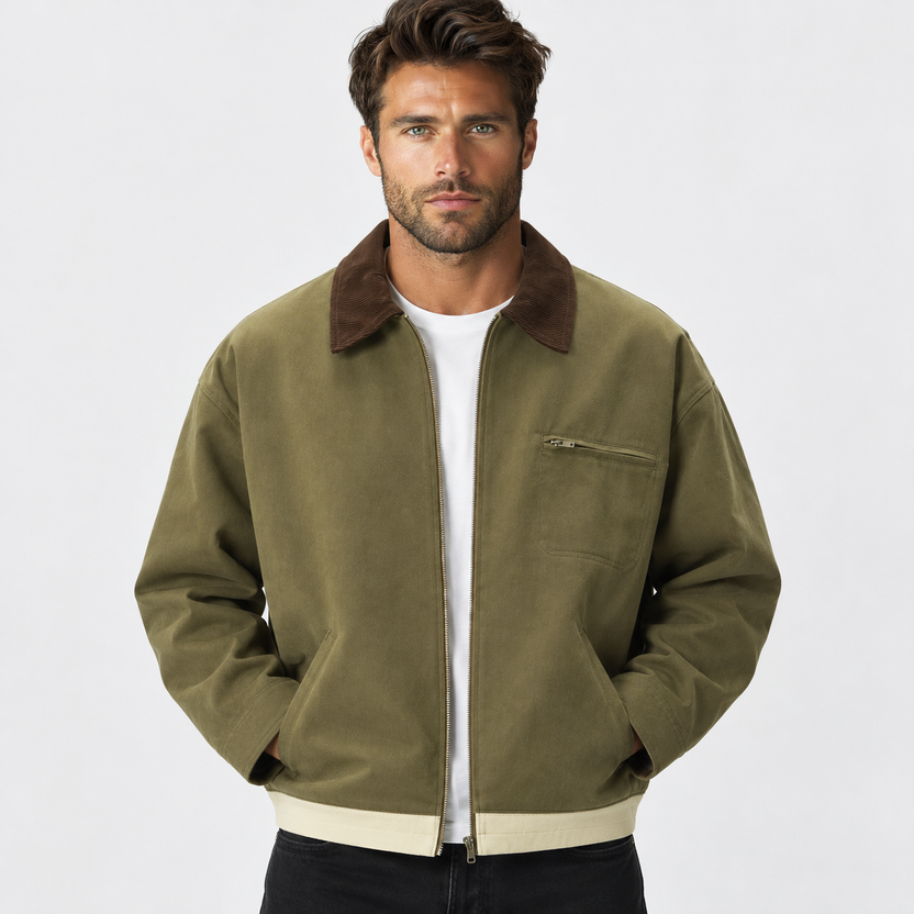 Horacio | Jacket with Contrast Collar and Zip Front