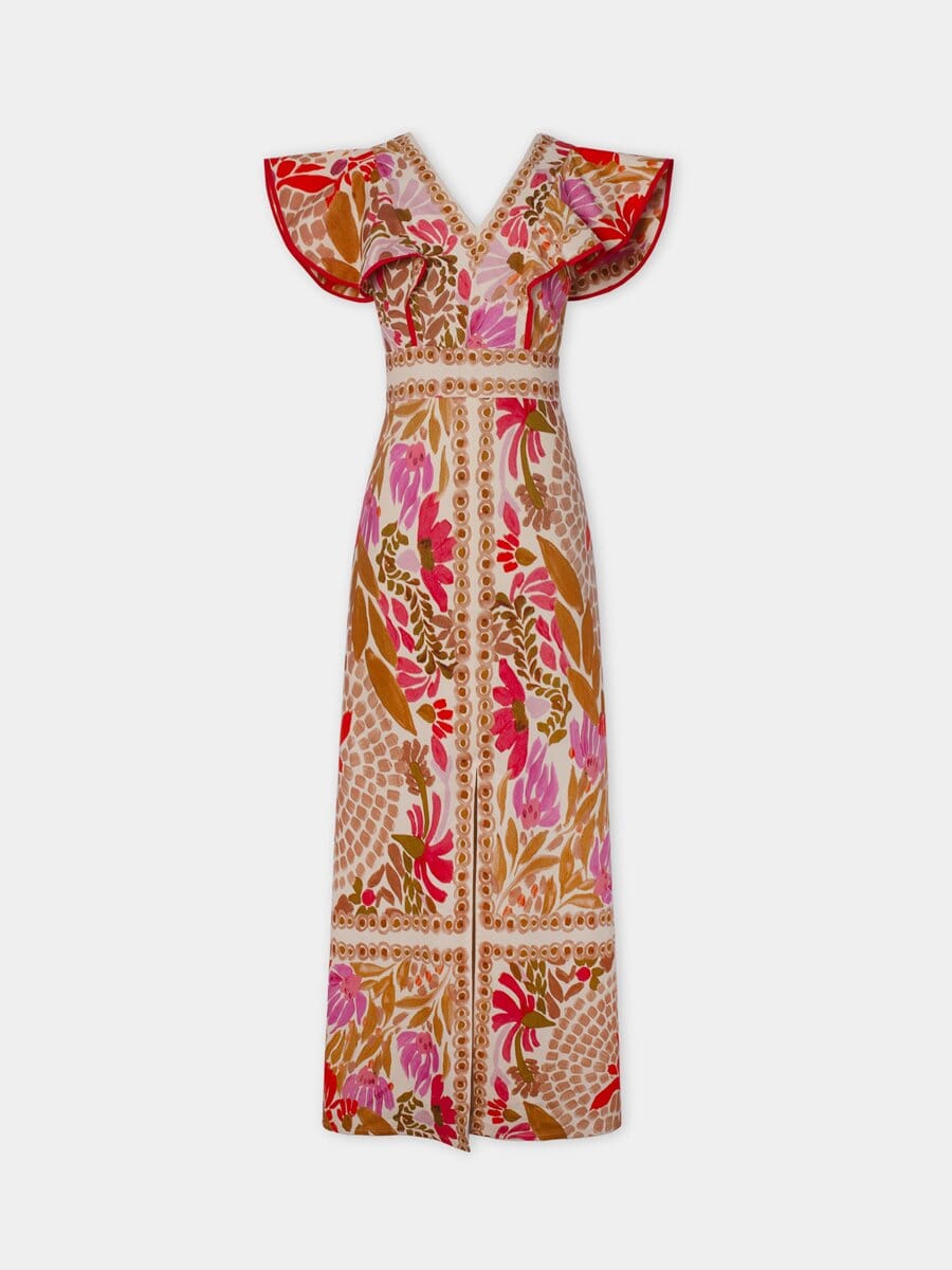 Dagmar | Floral Print Ruffle Sleeve Maxi Dress