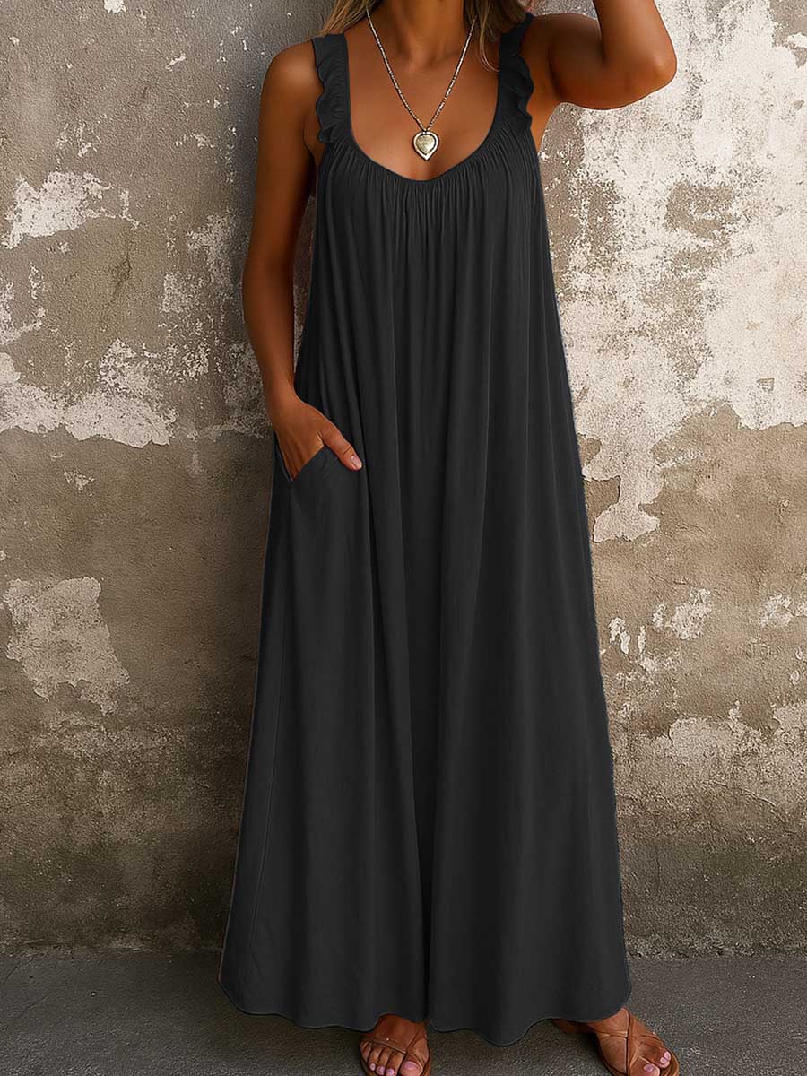 Nadjaa | Ruffle Strap Flowy Maxi Dress