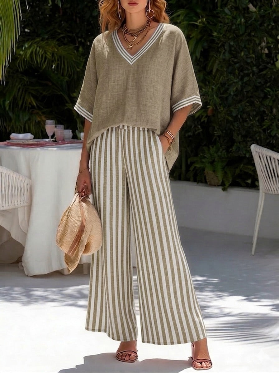 Rashika | Striped Wide Leg Trouser Co-ord Set