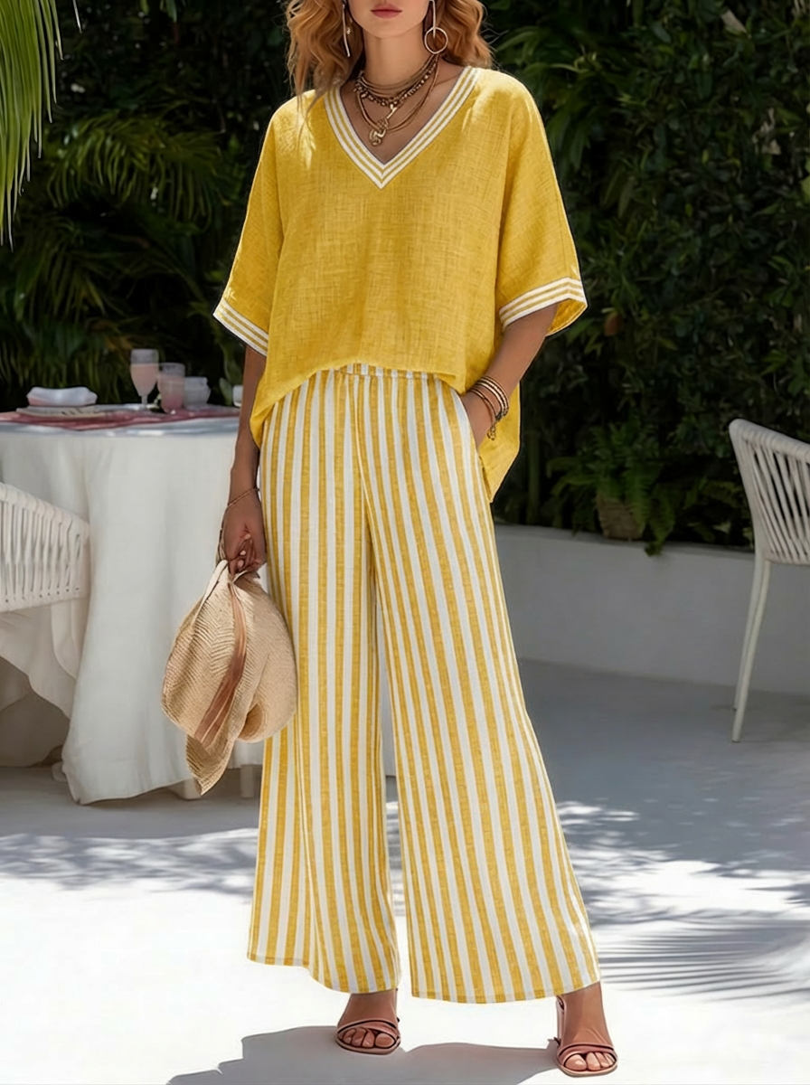 Rashika | Striped Wide Leg Trouser Co-ord Set