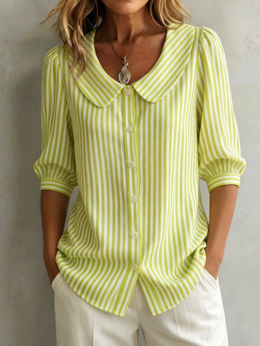 Gretje | Womens Striped Button-Up Blouse