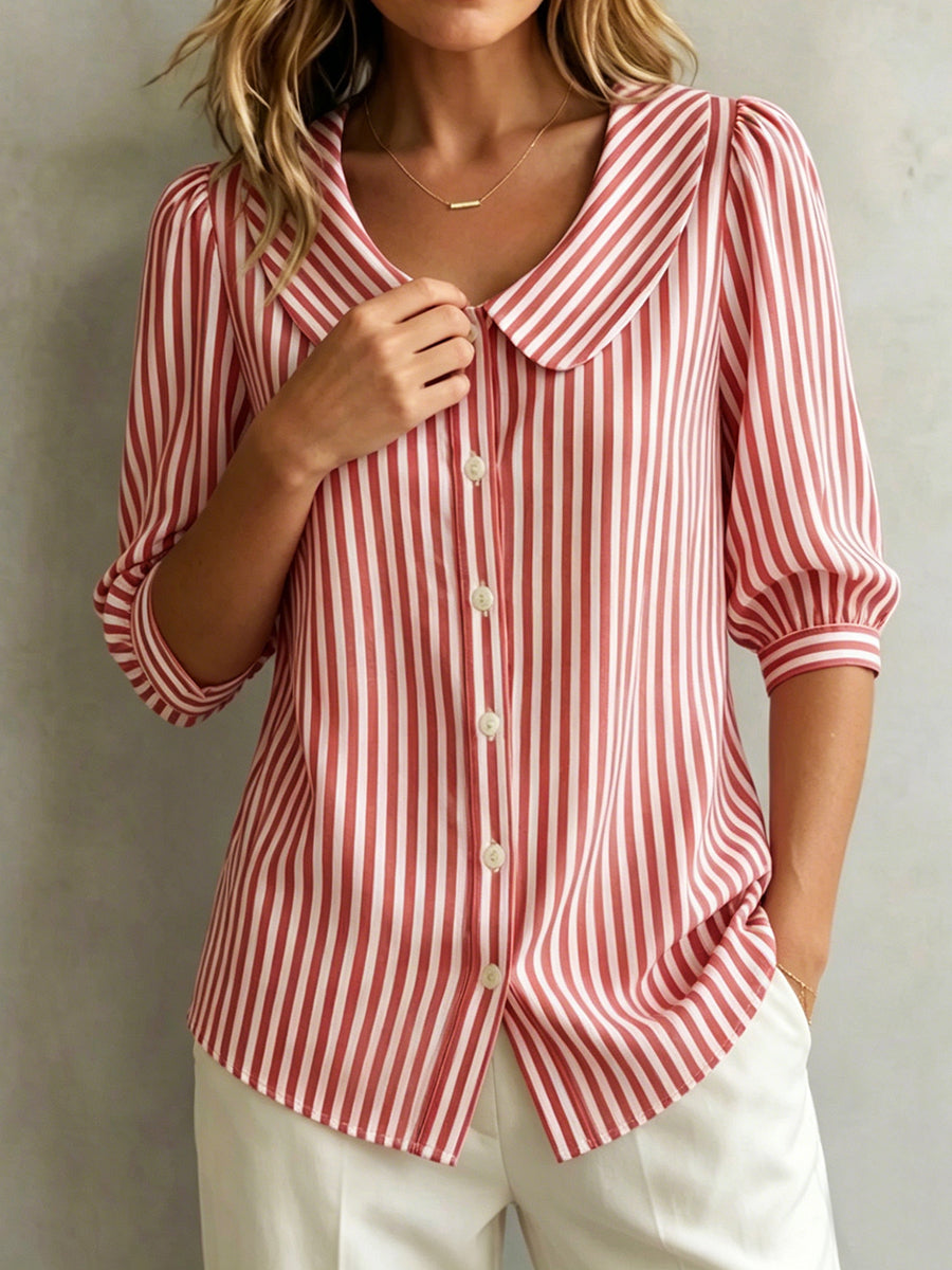 Gretje | Womens Striped Button-Up Blouse