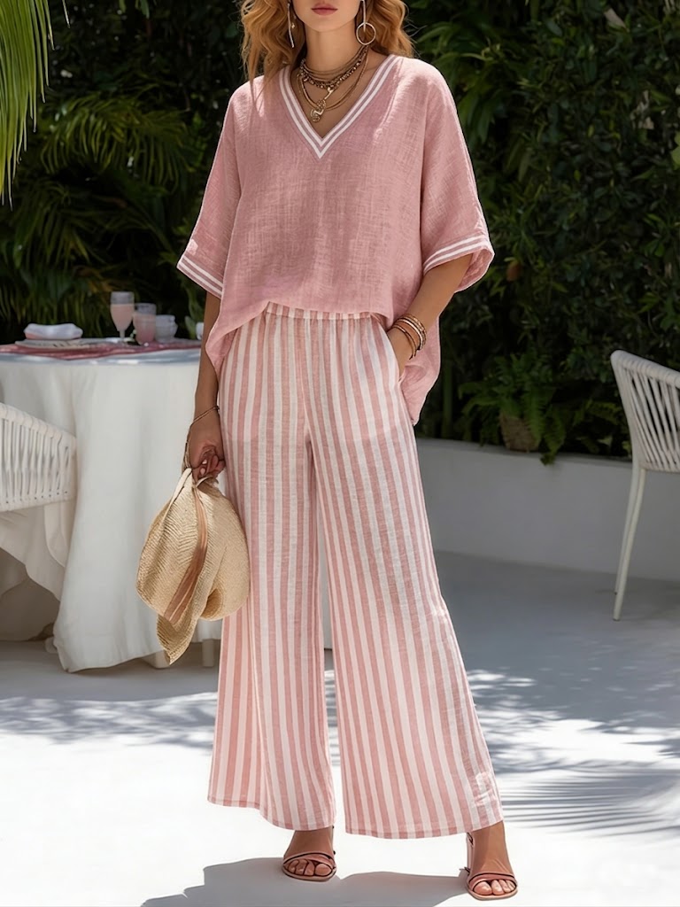 Rashika | Striped Wide Leg Trouser Co-ord Set