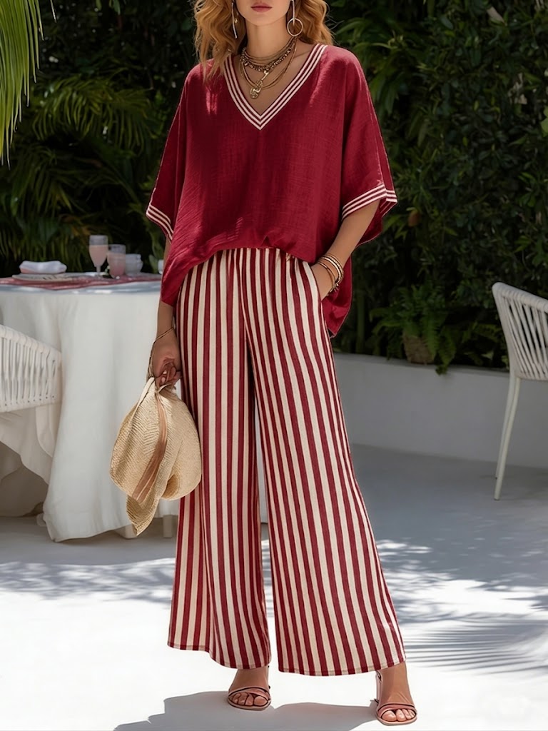 Rashika | Striped Wide Leg Trouser Co-ord Set