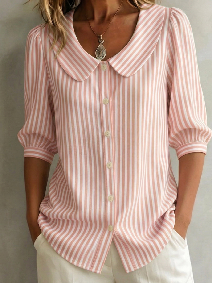 Gretje | Womens Striped Button-Up Blouse