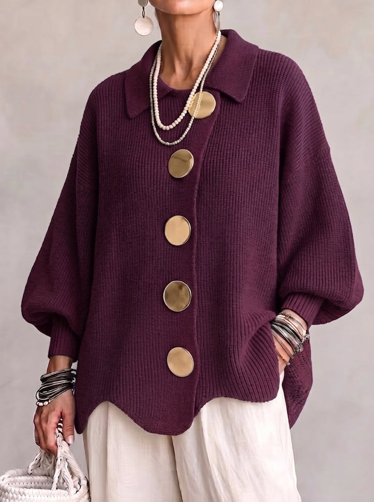 Patsy | Knit Cardigan with Balloon Sleeves