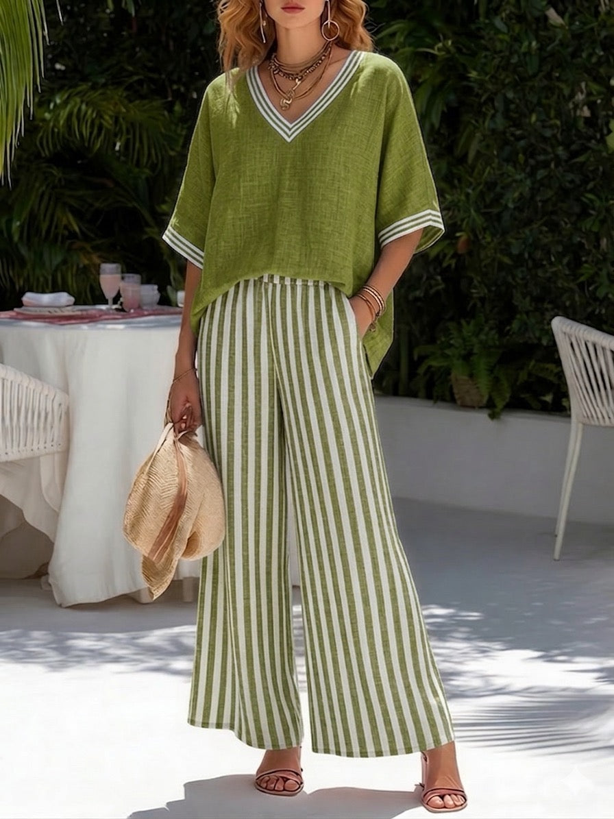 Rashika | Striped Wide Leg Trouser Co-ord Set