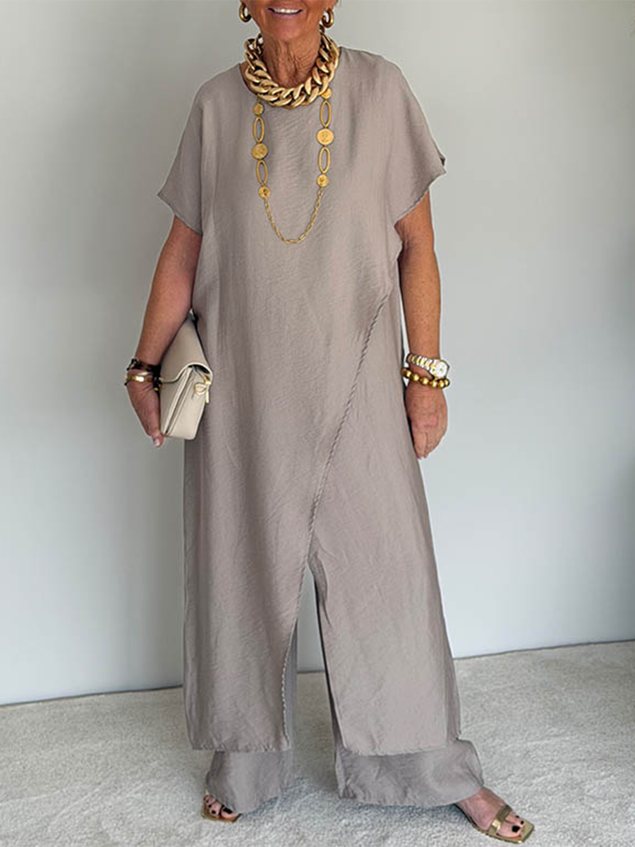 Iasmim | Loose Fit Short Sleeve Wide Leg Jumpsuit