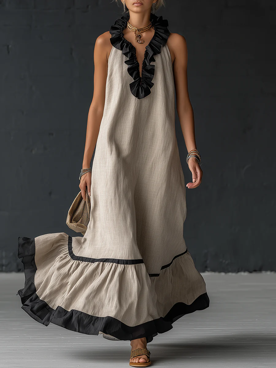 Natja | Maxi Dress With Ruffle Trim