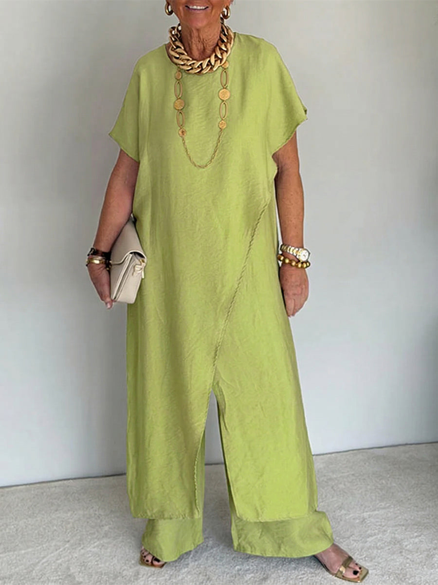 Iasmim | Loose Fit Short Sleeve Wide Leg Jumpsuit