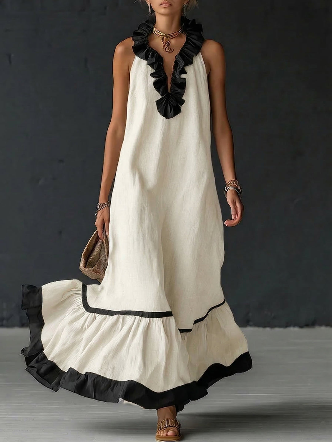 Natja | Maxi Dress With Ruffle Trim