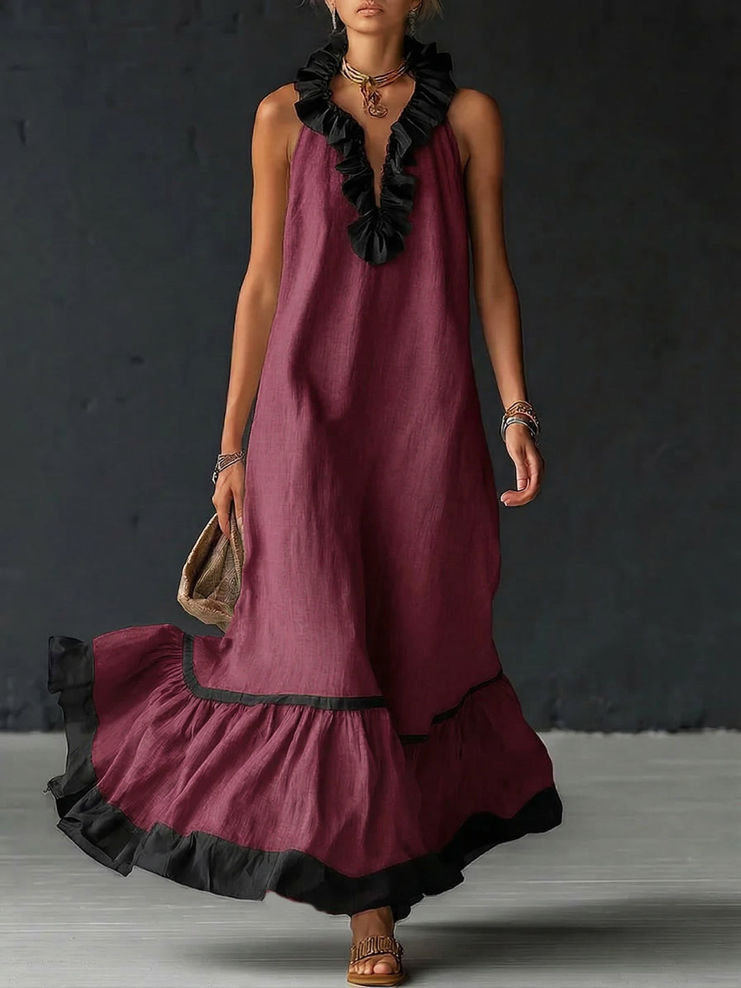 Natja | Maxi Dress With Ruffle Trim