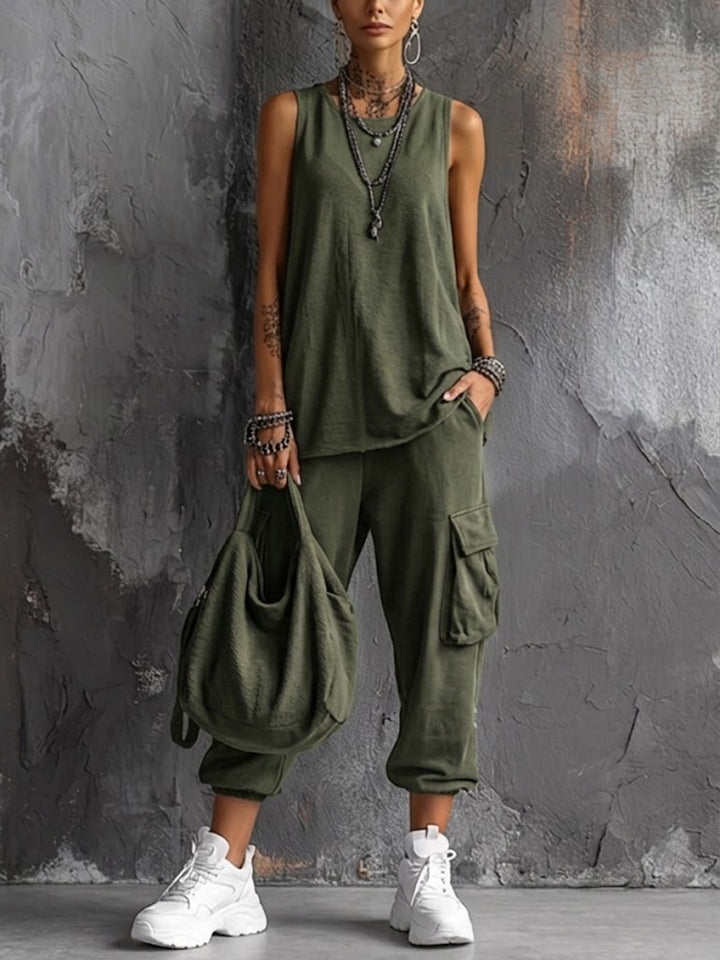 Ashlea | Sleeveless Top and Cargo Jogger Set