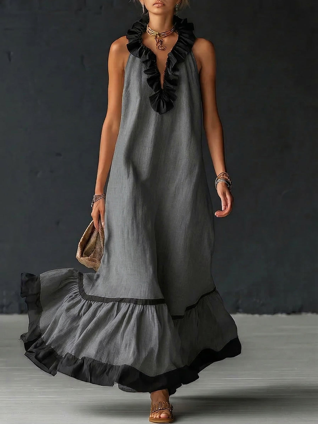 Natja | Maxi Dress With Ruffle Trim