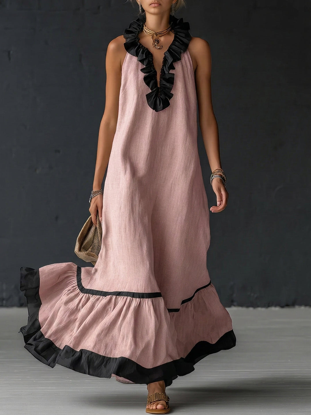 Natja | Maxi Dress With Ruffle Trim