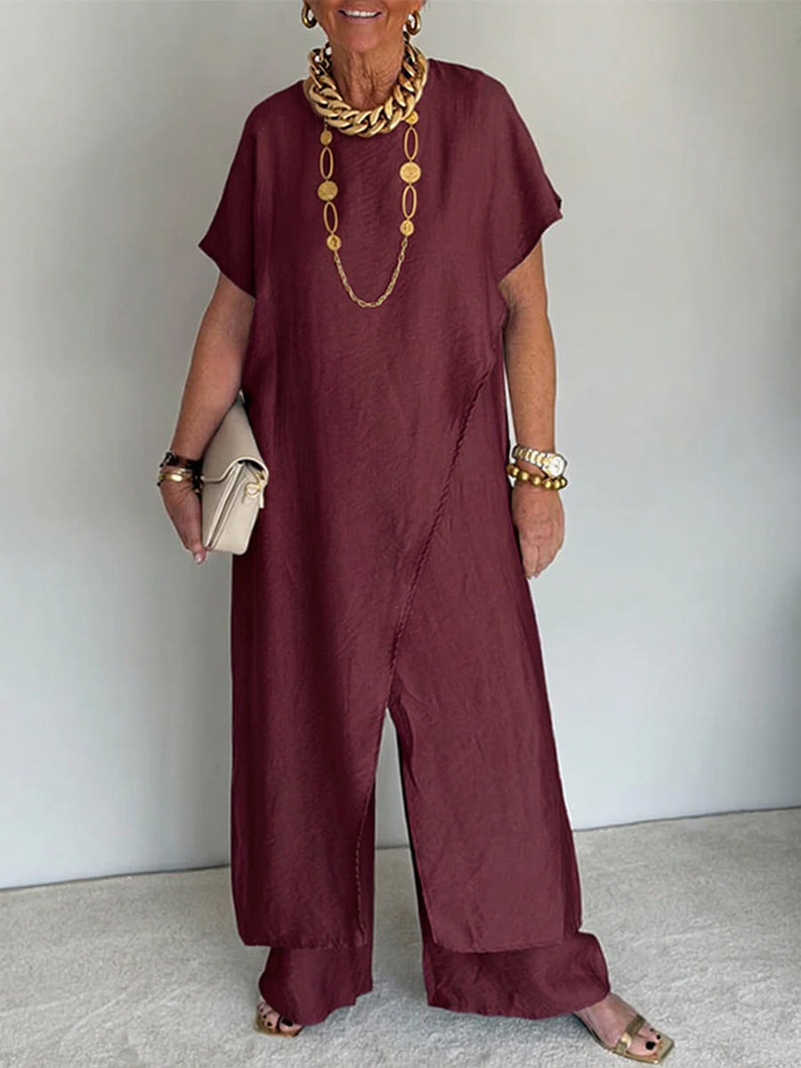 Iasmim | Loose Fit Short Sleeve Wide Leg Jumpsuit