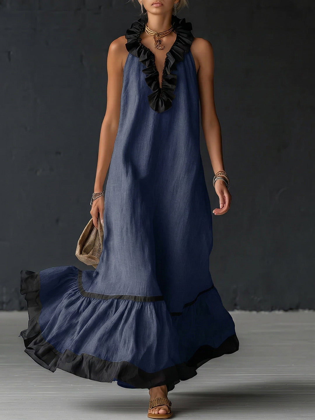 Natja | Maxi Dress With Ruffle Trim