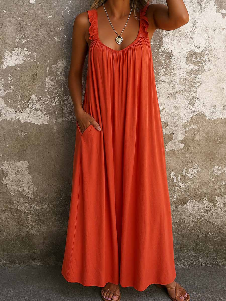 Nadjaa | Ruffle Strap Flowy Maxi Dress