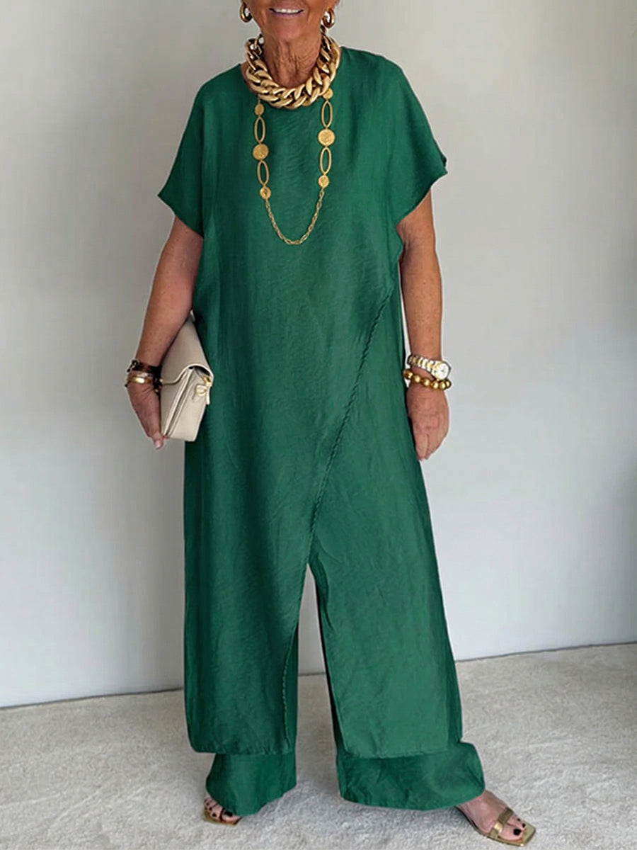 Iasmim | Loose Fit Short Sleeve Wide Leg Jumpsuit