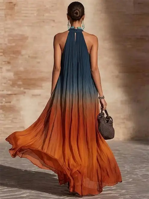 Naeela | Halterneck Ombre Maxi Dress Sleeveless Flowing