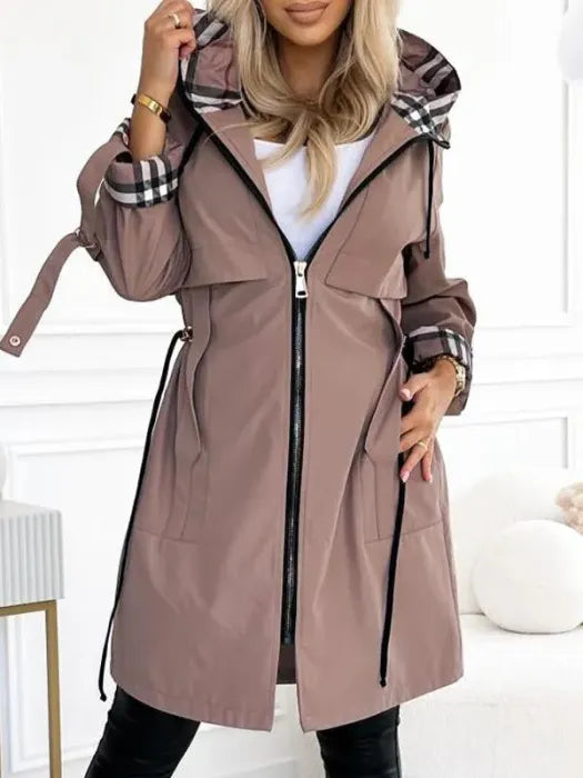Liaa | Hooded Zip Front Longline Trench Coat