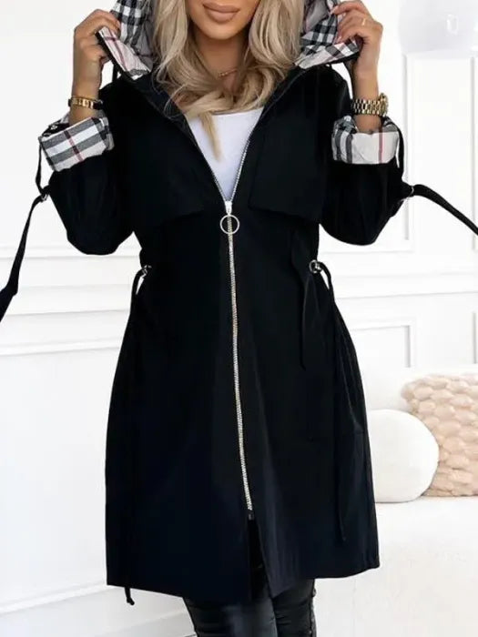 Liaa | Hooded Zip Front Longline Trench Coat