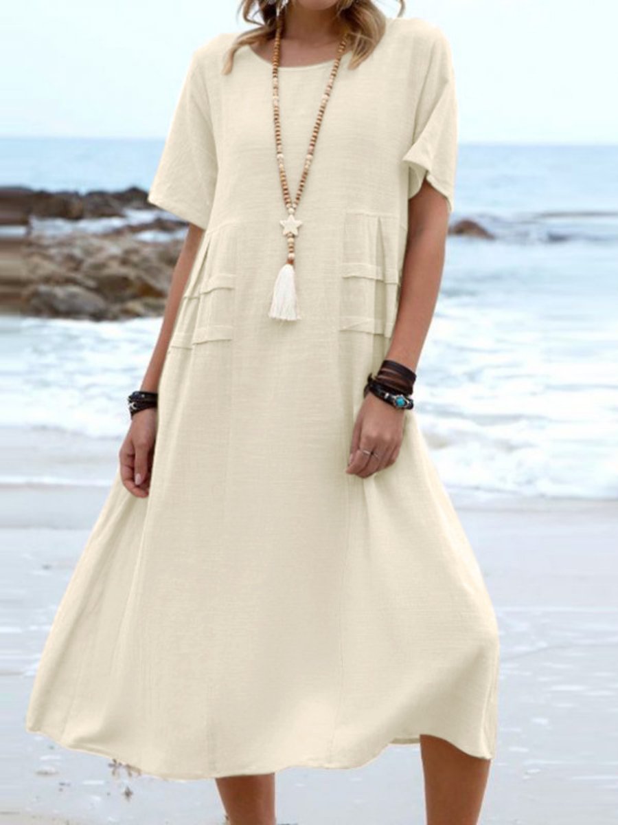 Aryuna | Short Sleeve Loose Midi Dress