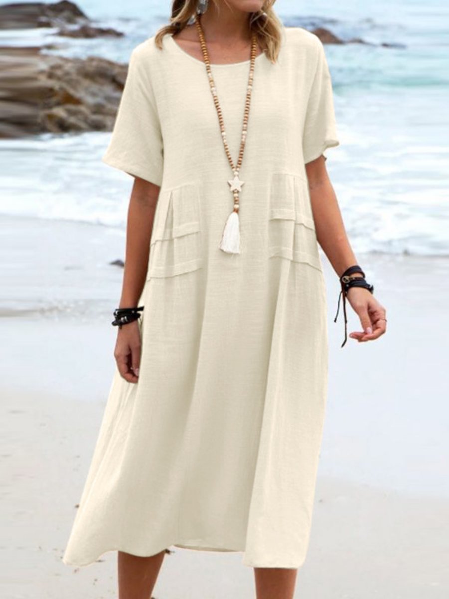 Aryuna | Short Sleeve Loose Midi Dress